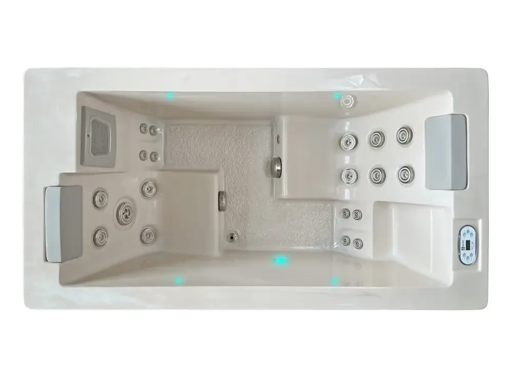 PassionSpa Serene 2 spabad i beige med silver Munstycken och blå LED-belysning